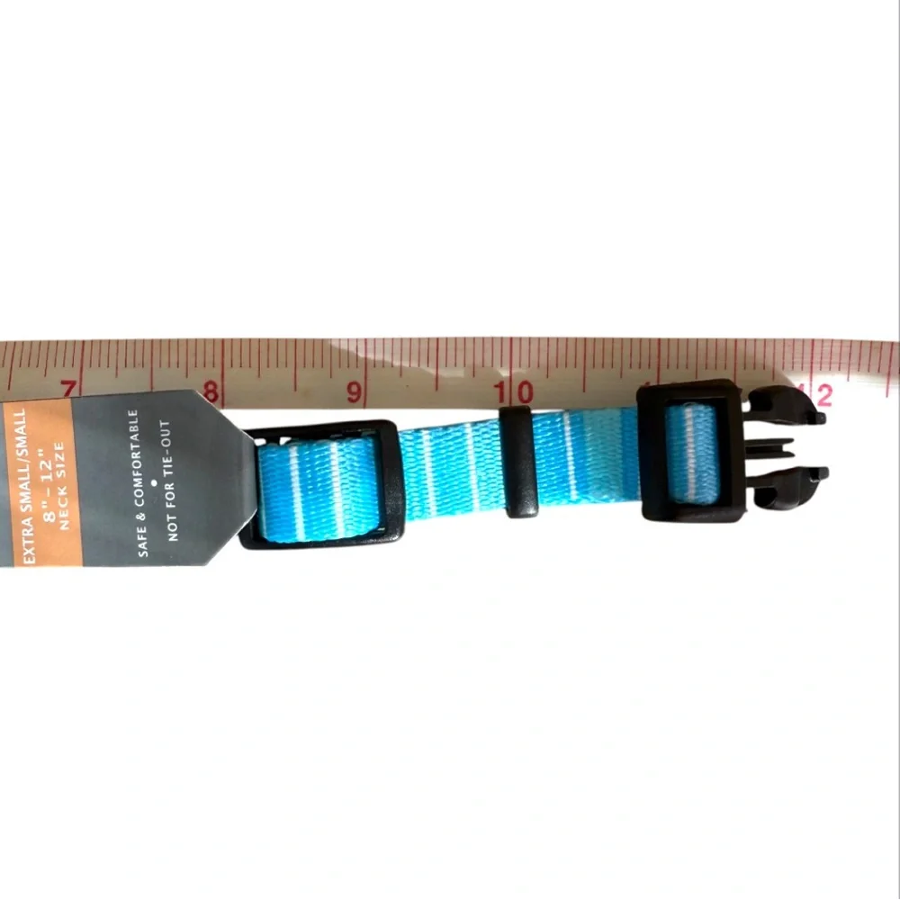 Preppy Blue Striped Adjustable Small Dog Pup Collar Chihuahua Terrier Dachshund